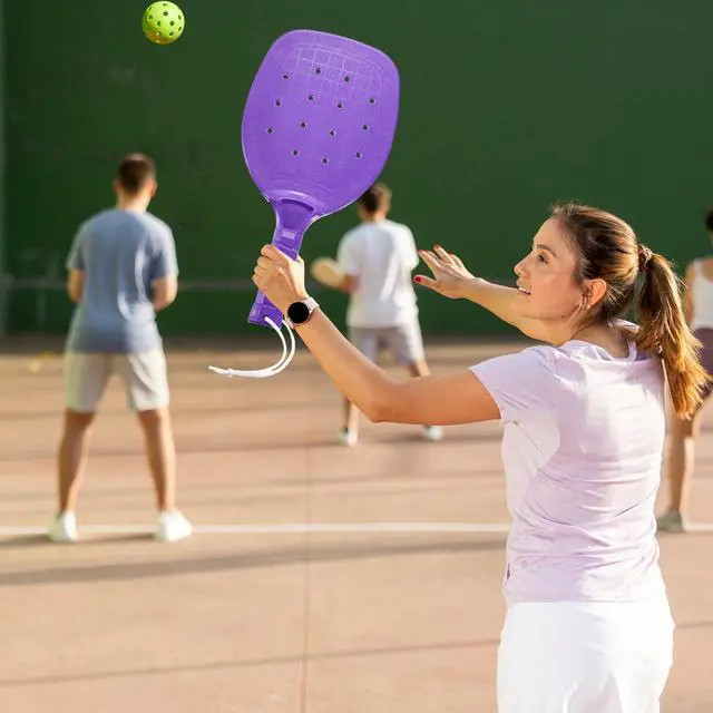 Alt view image 2 of 6 - Plastic Paddleball Racket PE Equipment for Elementary School with Lanyard Classes Equipment, 15.2 x 7.5 Inches