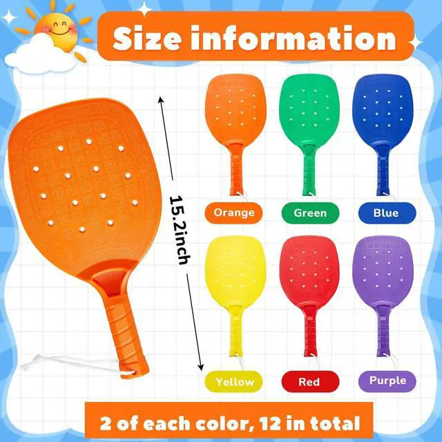 Alt view image 4 of 6 - Plastic Paddleball Racket PE Equipment for Elementary School with Lanyard Classes Equipment, 15.2 x 7.5 Inches