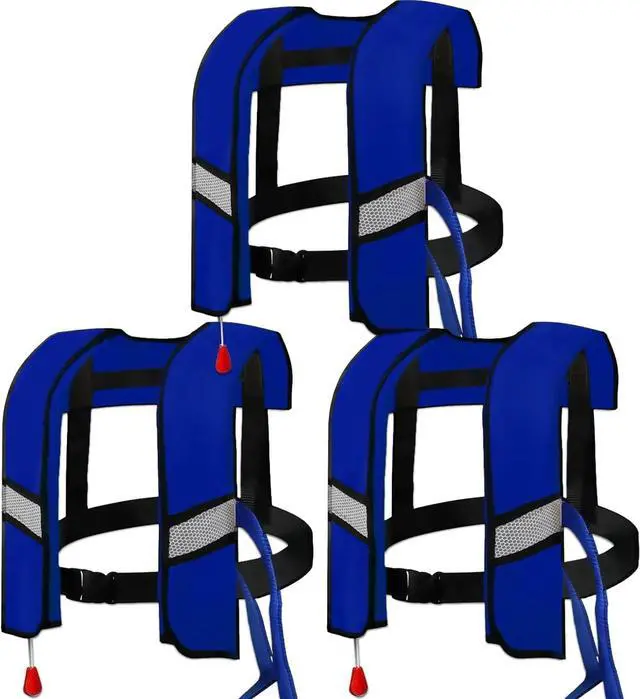 Main image of 3-Pack Life Jackets for Men Women - 150N Automatic Inflation Swim Vest with Reflective Strips & Safety Buckle ~ Lightweight &Breathable