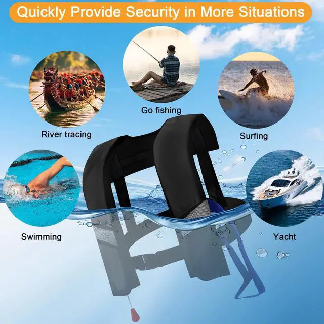 Alt view image 5 of 7 - 3-Pack Life Jackets for Men Women - 150N Automatic Inflation Swim Vest with Reflective Strips & Safety Buckle ~ Lightweight &Breathable