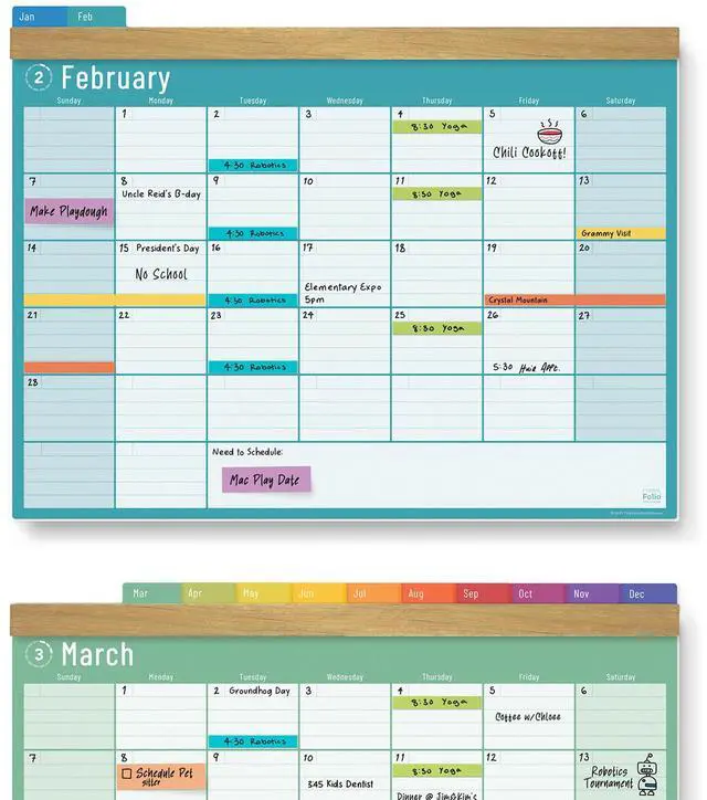Alt view image 5 of 7 - Reusable Dry Erase Wall Calendar with Frame, Undated (2 Month Display) | Wet or Dry Erase Compatible, Color-Coded Monthly Pages