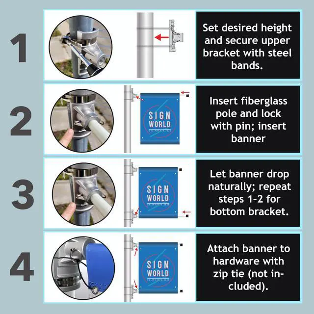 Main image of 24" Street Light Pole Banner Bracket Hardware - Double Set