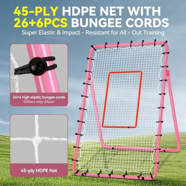 Alt view image 6 of 7 - 6-Angle Adjustable Volleyball Rebounder Net 7x4 ft with PU Volleyball and Stakes - Bounce Back Training Equipment for Practicing Volleying, Bumping, Spiking, Easy Set Up & Steady for Multi Sports
