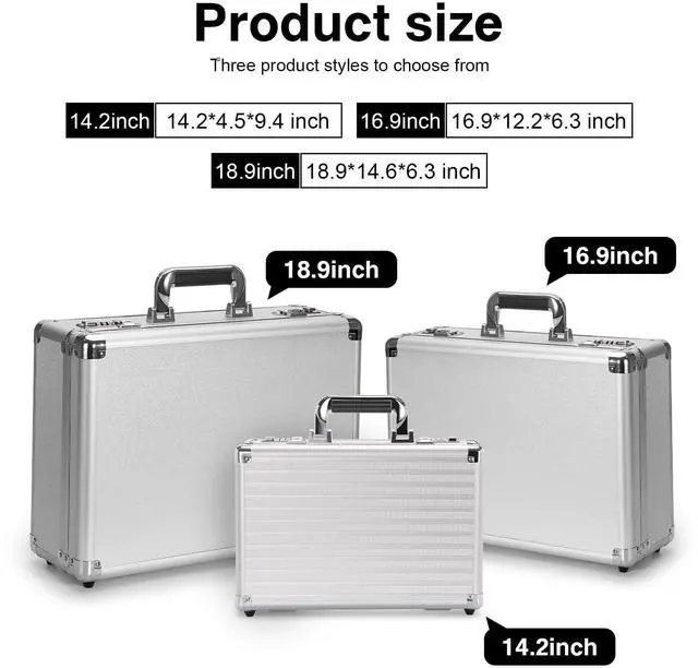 Alt view image 3 of 7 - Security Lock Boxes - 16.9 x 12.2 x 6.3 Inch Large, Portable Locking Storage Totes with Dual Combination Locks, Medicine Lock Box, Lock Boxes for Personal Items, Cash & Briefcase - Silver