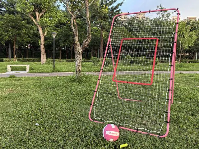 Alt view image 2 of 7 - 6-Angle Adjustable Volleyball Rebounder Net 7x4ft, High Stable Bounce Back Training Equipment for Practicing Volleying Bumping Spiking with High-Tension Net, PU Volleyball and Pump, Stakes