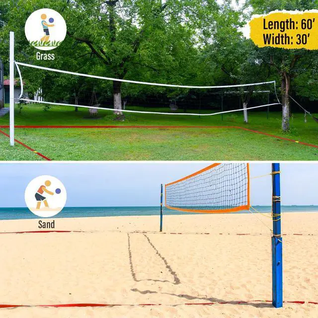 Alt view image 6 of 7 - Professional Beach Volleyball Lines for Sand, 2" Nylon | Ultra-Visible Marking | Weather-Enduring, with Metal Anchors & Sandbags, Standard Sizes - 26.3' x 52.6' or 30' x 60'