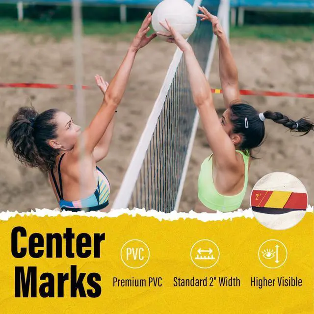 Alt view image 5 of 7 - Professional Beach Volleyball Lines for Sand, 2" Nylon | Ultra-Visible Marking | Weather-Enduring, with Metal Anchors & Sandbags, Standard Sizes - 26.3' x 52.6' or 30' x 60'