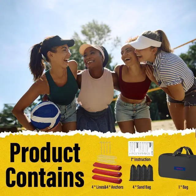Alt view image 7 of 7 - Professional Beach Volleyball Lines for Sand, 2" Nylon | Ultra-Visible Marking | Weather-Enduring, with Metal Anchors & Sandbags, Standard Sizes - 26.3' x 52.6' or 30' x 60'