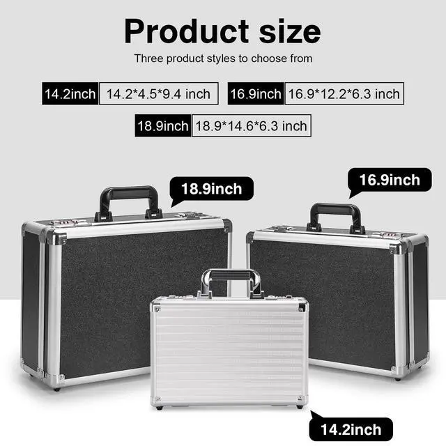 Alt view image 2 of 7 - File Organizer Storage Box - 18.9 x 14.6 x 6.3 Inch X-Large, Portable Locking Storage Totes with Dual Combination Locks for Cash, Documents & Valuables - Black