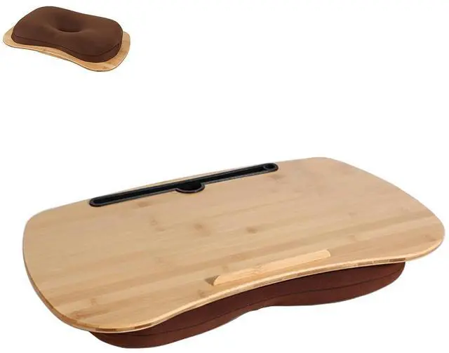 Main image of Lap Desk-Portable Laptop Table with Cushion Bamboo Platform Phone Holder L(21.6"x13.8")