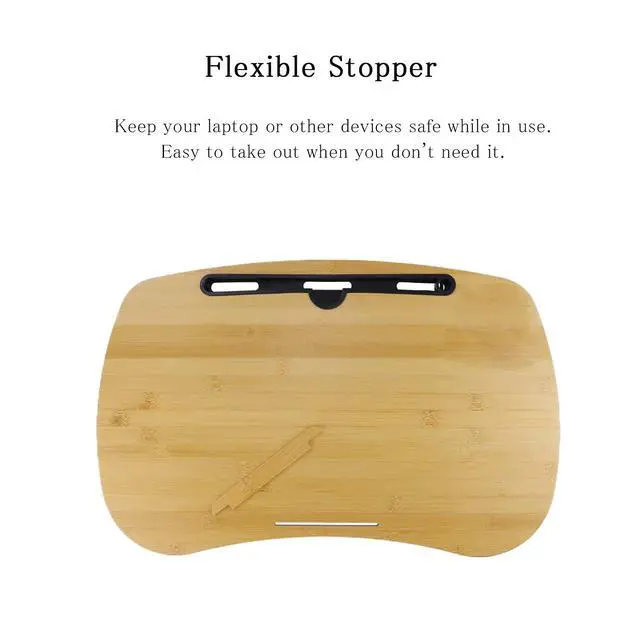 Alt view image 5 of 6 - Lap Desk-Portable Laptop Table with Cushion Bamboo Platform Phone Holder L(21.6"x13.8")