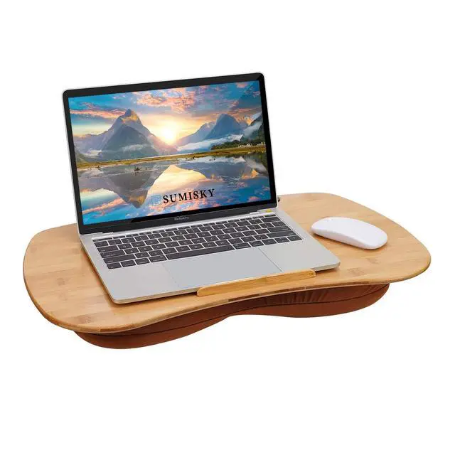 Alt view image 6 of 6 - Lap Desk-Portable Laptop Table with Cushion Bamboo Platform Phone Holder L(21.6"x13.8")