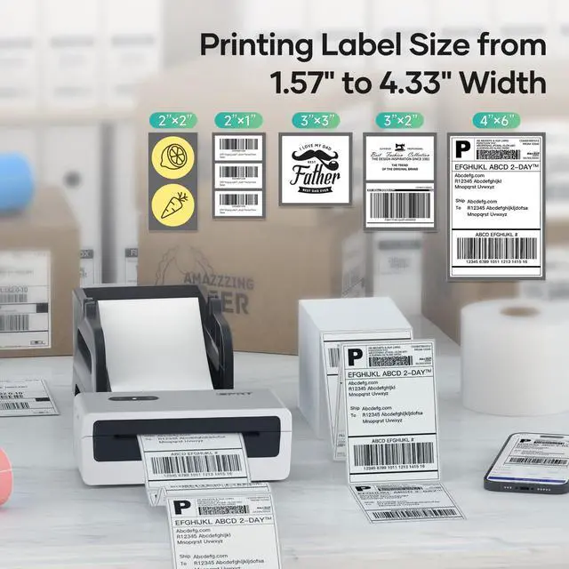 Alt view image 5 of 7 - Thermal Label Printer, Bluetooth 4x6 Shipping Label Printer, White | Built for Small Business Shipping, Ink-Free Printing, Compact Design, Mobile & Computer Compatible