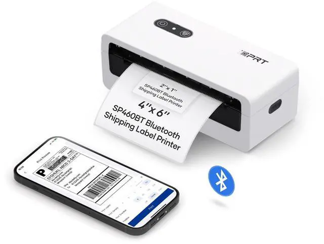 Main image of Thermal Label Printer, Bluetooth 4x6 Shipping Label Printer, White | Built for Small Business Shipping, Ink-Free Printing, Compact Design, Mobile & Computer Compatible