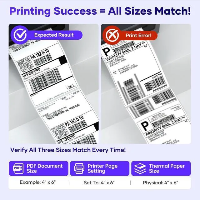 Alt view image 5 of 7 - Thermal Label Printer, Bluetooth 4x6 Shipping Label Printer | Built for Small Business Shipping, Ink-Free Printing, Compact Design, Mobile & Computer Compatible