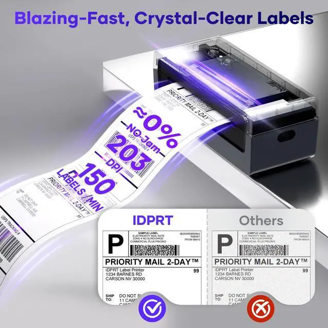 Alt view image 7 of 7 - Thermal Label Printer, Bluetooth 4x6 Shipping Label Printer | Built for Small Business Shipping, Ink-Free Printing, Compact Design, Mobile & Computer Compatible