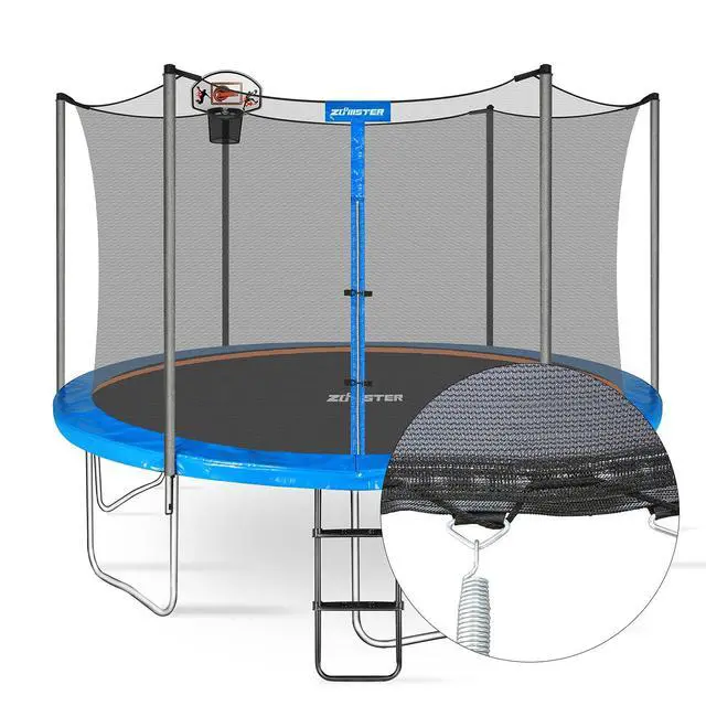 Alt view image 7 of 7 - Trampoline Enclosure Net with Pole Cap, Replacement Safety Enclosure Net for 6 Straight Poles Round Trampoline, Breathable and Weather-Resistant