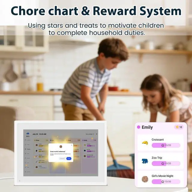 Alt view image 4 of 7 - Digital Calendar 10.1", Smart Calendar Planner & Chore Charts, 1080P Full HD Interactive Touchscreen for Family Planner Display, Smart Family Calendar, Desk Mount, Gifts for Women Men