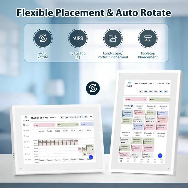 Alt view image 5 of 7 - Digital Calendar 10.1", Smart Calendar Planner & Chore Charts, 1080P Full HD Interactive Touchscreen for Family Planner Display, Smart Family Calendar, Desk Mount, Gifts for Women Men