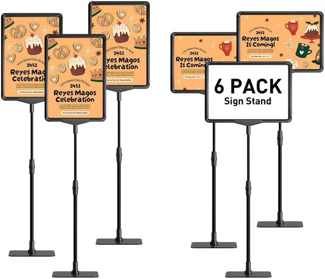 Main image of Sign Stand 8.5x11 inch Sign Holder Floor Standing Sign Holder Stand - Poster Holder Sign Stands for Display Table Advertising Menu - Table Top Sign Holders Adjustable Signage Stand - 6 Pack