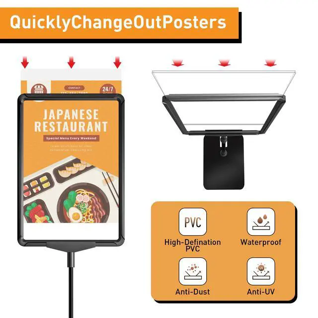 Alt view image 3 of 6 - Sign Stand 8.5x11 inch Sign Holder Floor Standing Sign Holder Stand - Poster Holder Sign Stands for Display Table Advertising Menu - Table Top Sign Holders Adjustable Signage Stand - 6 Pack