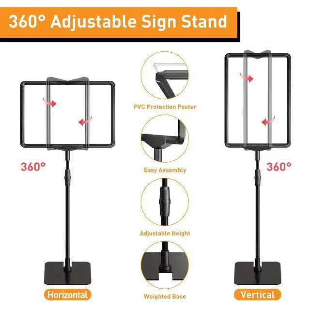Alt view image 4 of 6 - Sign Stand 8.5x11 inch Sign Holder Floor Standing Sign Holder Stand - Poster Holder Sign Stands for Display Table Advertising Menu - Table Top Sign Holders Adjustable Signage Stand - 6 Pack