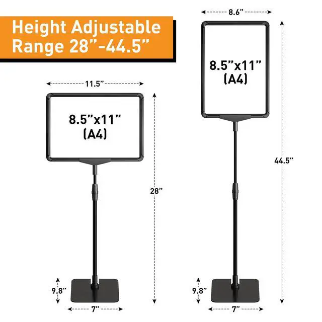 Alt view image 2 of 6 - Sign Stand 8.5x11 inch Sign Holder Floor Standing Sign Holder Stand - Poster Holder Sign Stands for Display Table Advertising Menu - Table Top Sign Holders Adjustable Signage Stand - 6 Pack