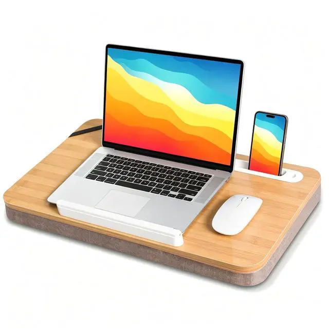 Main image of Portable Lap Desk Tray, Natural Wood, Large 21.1 x 12.9 Inch, for Home Office