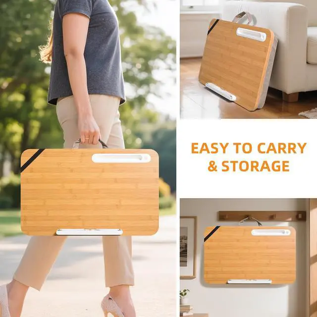 Alt view image 7 of 7 - Portable Lap Desk Tray, Natural Wood, Large 21.1 x 12.9 Inch, for Home Office