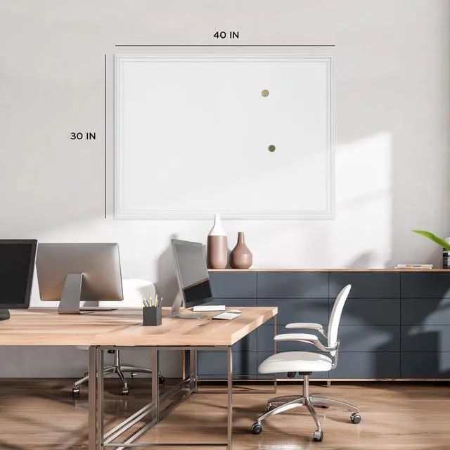 Alt view image 2 of 7 - Farmhouse Magnetic Dry Erase Board White Board, 40" x 30", White Wood Style Frame, Includes 2 Magnets