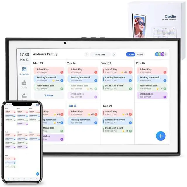 Main image of Digital Calendar 10.1 Inch Smart Electronic Planner, IPS Touch Screen, 32GB, Electronic Slideshow, Wall-mounted with Third-Party Calendar Sync, Chore Tracker, Meal Plan & Photo Display, Gifs for Mom