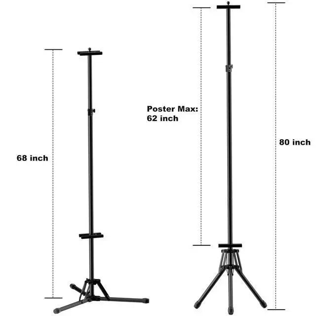 Alt view image 5 of 6 - Poster Stands for Display, Double Sided Display Poster Stand | 2 Pack Outdoor Sign Holder with Metal Frame, Adjustable Tripod Stand Height up to 80" for for Malls, Weddings, Business