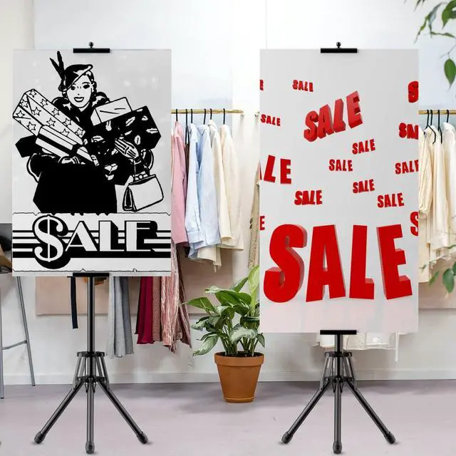 Alt view image 2 of 6 - Poster Stands for Display, Double Sided Display Poster Stand | 2 Pack Outdoor Sign Holder with Metal Frame, Adjustable Tripod Stand Height up to 80" for for Malls, Weddings, Business