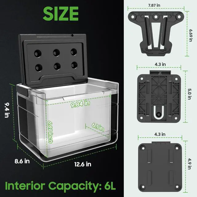Alt view image 7 of 7 - Golf Cart Cooler with Mounting Bracket, Universal Ice Chest for Yamaha G14-G29, Club Car DS Precedent 1981-up, EZGO RXV TXT 1994+, 48H Cooling, OEM 102588101 103886801