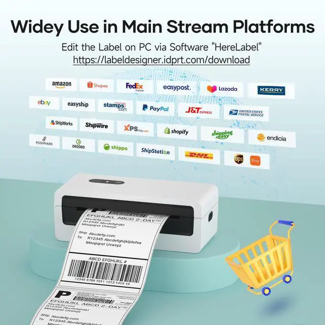Alt view image 6 of 7 - Thermal Label Printer, Bluetooth 4x6 Shipping Label Printer, White | Built for Small Business Shipping, Ink-Free Printing, Compact Design, Mobile & Computer Compatible