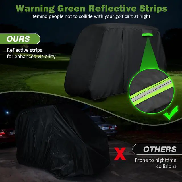 Alt view image 7 of 7 - Waterproof Golf Cart Cover 6 Passenger for Yamaha/Evolution/Tomberlin/ICON/Star EV, Heavy Duty Sun Rain Dust Protection 4+2/6 Passenger Golf Cart Cover with Soft Cotton Lining & Door Zipper-XXL