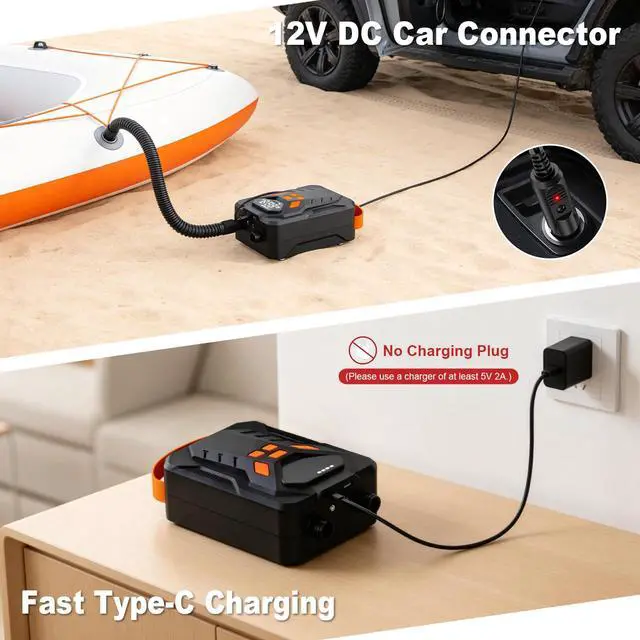 Alt view image 6 of 6 - Electric Paddle Board Pump,Rechargeable 20PSI High Pressure SUP Air Pump with Storage Bag and Led,Intelligent Dual Stage Inflation & Deflation,Suitable for Stand Up Paddle Boards,Boats,Kayaks