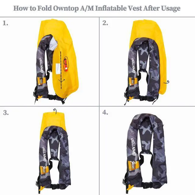 Alt view image 5 of 7 - Automatic/Manual Inflatable Vest, Manual Convertible Option, Low Profile, Zipper Closure, Inflatable Fishing Jacket for Kayaking, Boating and Fishing, 24g CO2 Cylinder Included