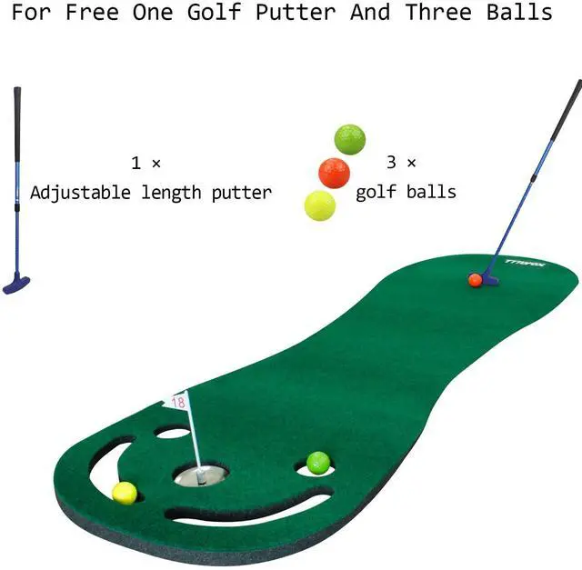 Alt view image 2 of 7 - Putting Green Mat Set-Mini Golf Set for Indoor/Outdoor Golf Putting | Backyard Golf Game with 78" x 24" Golf Putting Mat (Mini Golf Course), Adjustable Putter, 3 Balls, Training Aid Cup & Flags