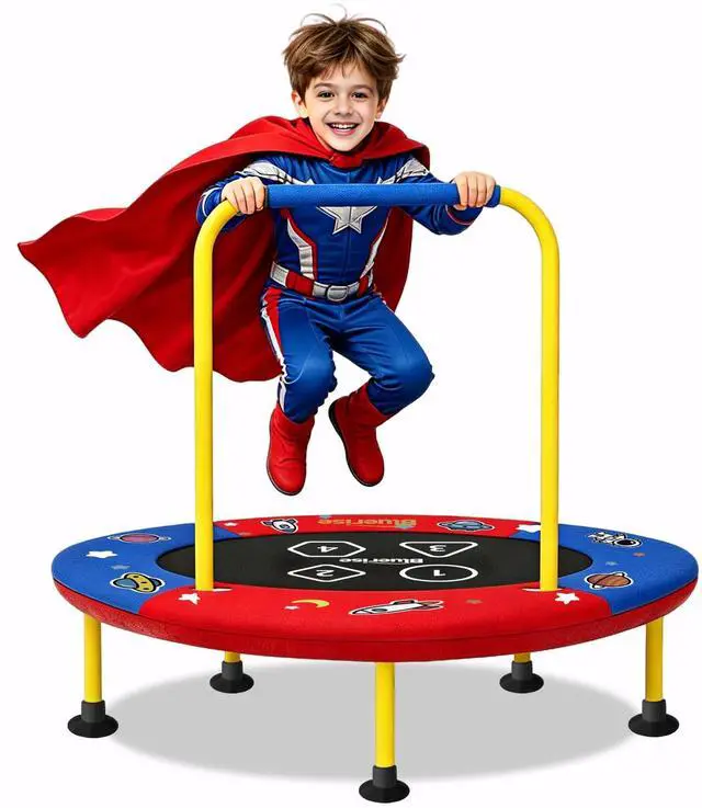 Main image of 3FT Toddler Trampoline Easy to Assemble Indoor/Outdoor Ages 1-6 | ASTM-CERT Kids TrampolineEasy to AssembleFoam HandleQuiet Elastic BandsNo-Gap MatIndoor/OutdoorKids GiftPortable
