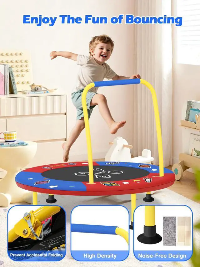 Alt view image 6 of 7 - 3FT Toddler Trampoline Easy to Assemble Indoor/Outdoor Ages 1-6 | ASTM-CERT Kids TrampolineEasy to AssembleFoam HandleQuiet Elastic BandsNo-Gap MatIndoor/OutdoorKids GiftPortable