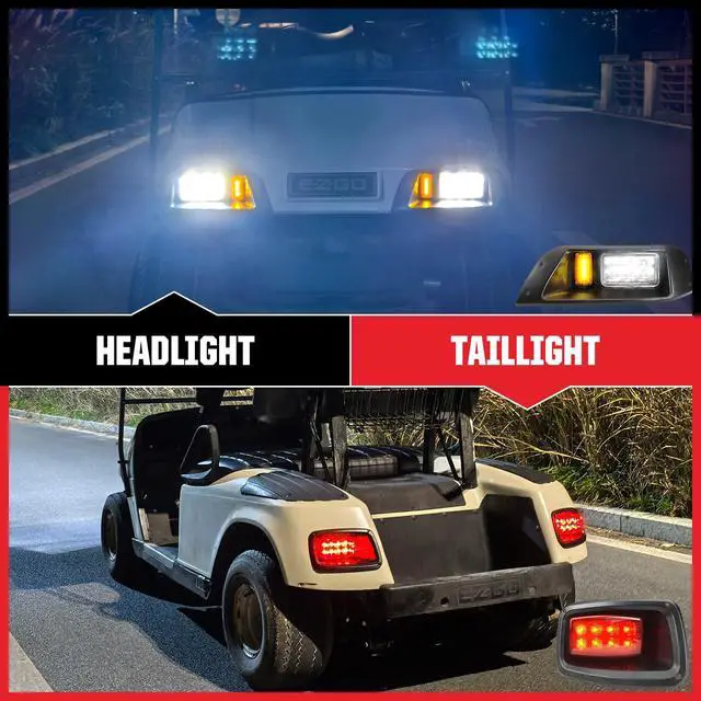 Alt view image 3 of 7 - LED Headlight and Tail Light Kit for EZGO TXT 1996-2013 Gas and Electric, Street Legal 12V LED Kit