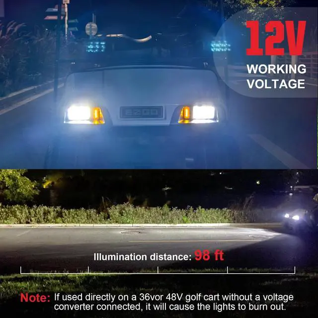 Alt view image 6 of 7 - LED Headlight and Tail Light Kit for EZGO TXT 1996-2013 Gas and Electric, Street Legal 12V LED Kit