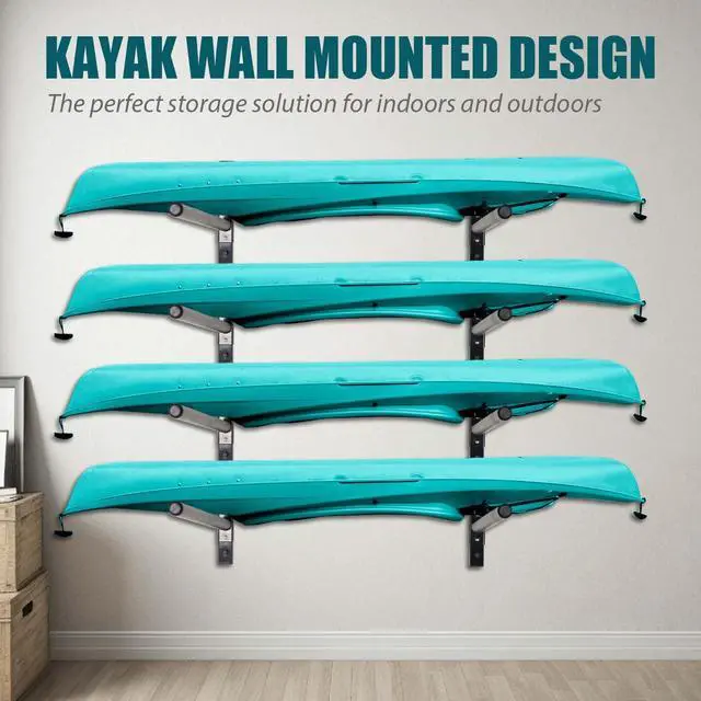 Alt view image 6 of 6 - Kayak Storage Rack, Adjustable Wall Mount Kayak Racks for Garage and Outdoor Storage, Heavy Duty Weight Capacity, 2 Level / 3 Level / 4 Level