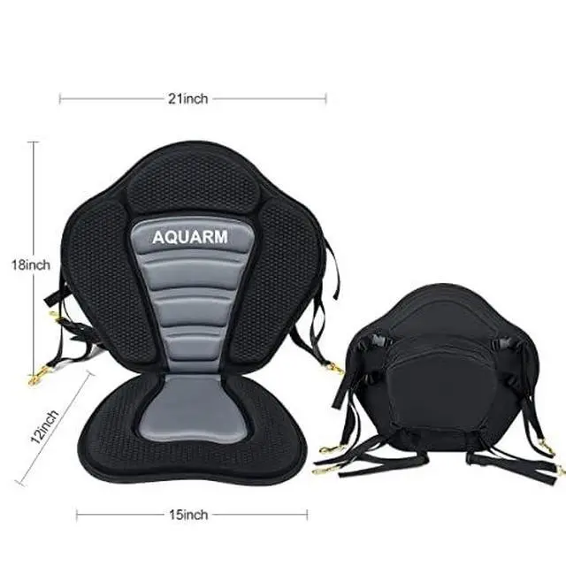 Alt view image 2 of 7 - Kayak Seat Deluxe Padded Canoe Seat Adjustable Kayak Backrest Replacement Seat Cushion Pad Back Support with Detachable Back Storage Bag for Universal Sit