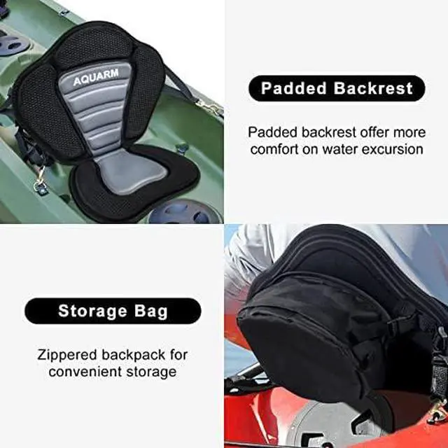 Alt view image 3 of 7 - Kayak Seat Deluxe Padded Canoe Seat Adjustable Kayak Backrest Replacement Seat Cushion Pad Back Support with Detachable Back Storage Bag for Universal Sit
