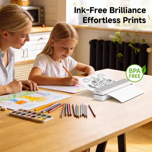 Alt view image 4 of 7 - MT610 Pro Portable Printer Wireless for Travel, Inkless Thermal Printer for iOS/Andorid/Laptop, Support Thermal Paper & Labels,Supports 8.5"x 11"US Letter & A4, A5 for Office/School/Vehicles