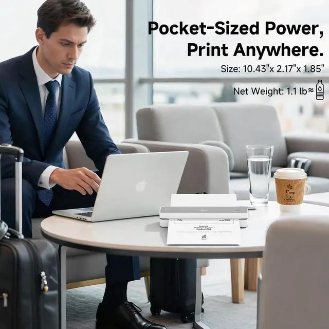 Alt view image 6 of 7 - MT610 Pro Portable Printer Wireless for Travel, Inkless Thermal Printer for iOS/Andorid/Laptop, Support Thermal Paper & Labels,Supports 8.5"x 11"US Letter & A4, A5 for Office/School/Vehicles