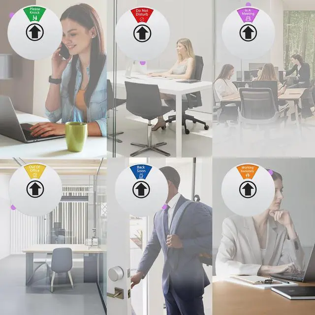 Alt view image 2 of 7 - 5 Pack Office Door Sign Do Not Disturb, Please Knock, Out of Office, In a Meeting, Back Soon, Working Remotely Privacy Sign for Home,or Conference Room (Silver)