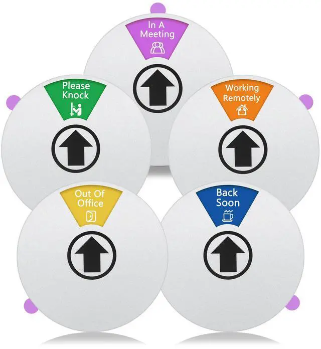 Main image of 5 Pack Office Door Sign Do Not Disturb, Please Knock, Out of Office, In a Meeting, Back Soon, Working Remotely Privacy Sign for Home,or Conference Room (Silver)
